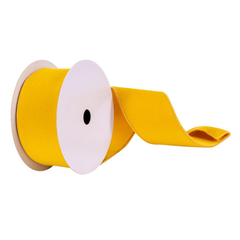 2.5" x 10Yd Mustard Fur Felt Ribbon 1