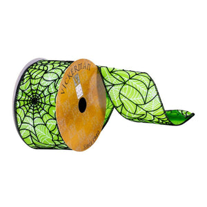 2.5" x 10Yd Green/Black Spider Web Ribbon 1