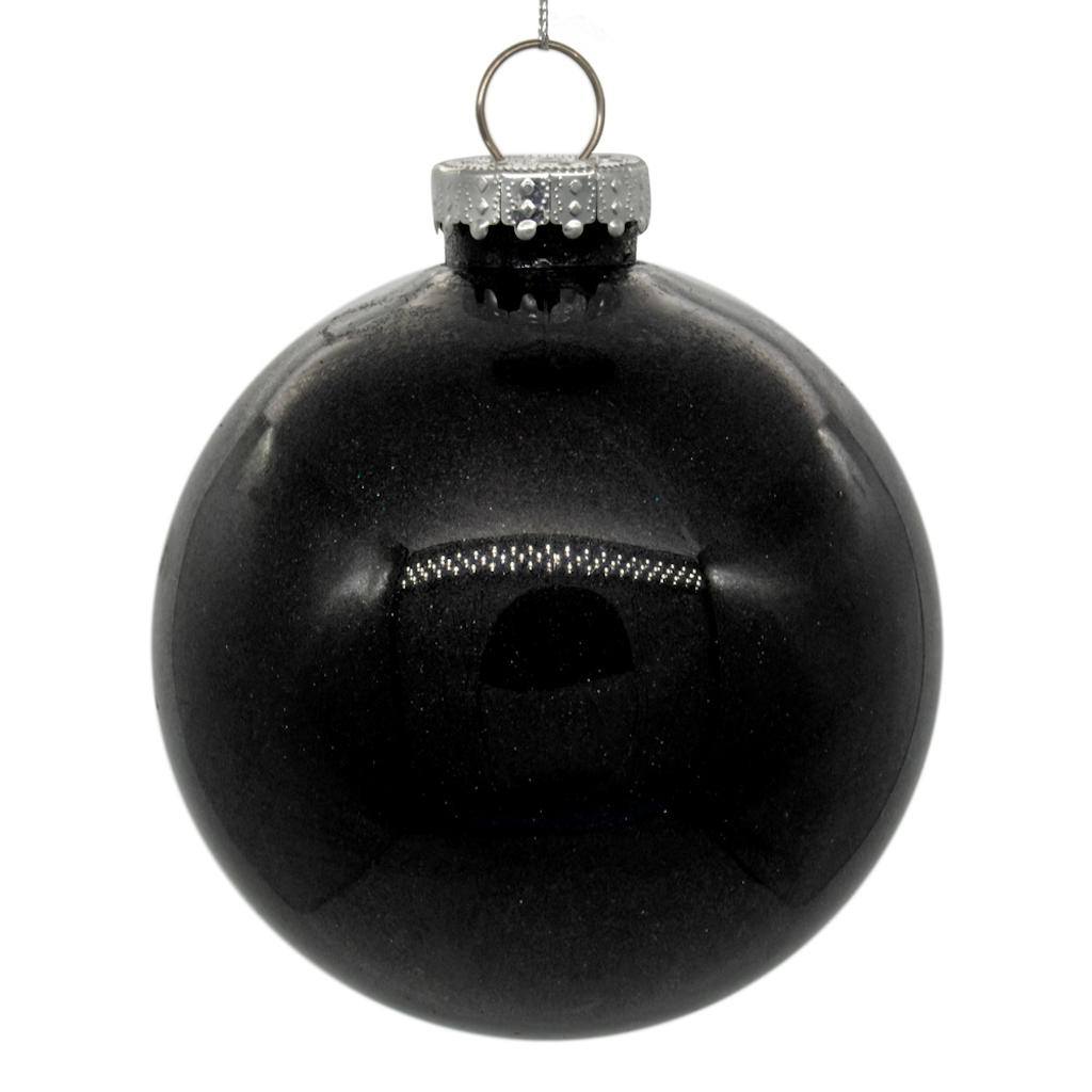 3" Black Glitter Clear Ball Ornament (12 pack) 1