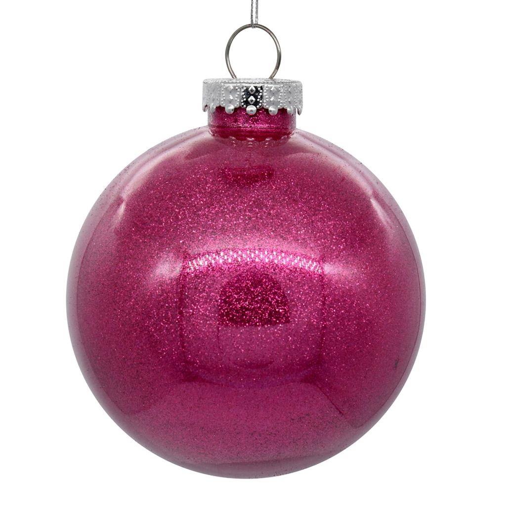 3" Berry Red Glitter Clear Ball (12 Pack) 1