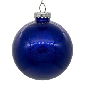 3" Cobalt Blue Glitter Clear Ball Ornament (12 pack) 1