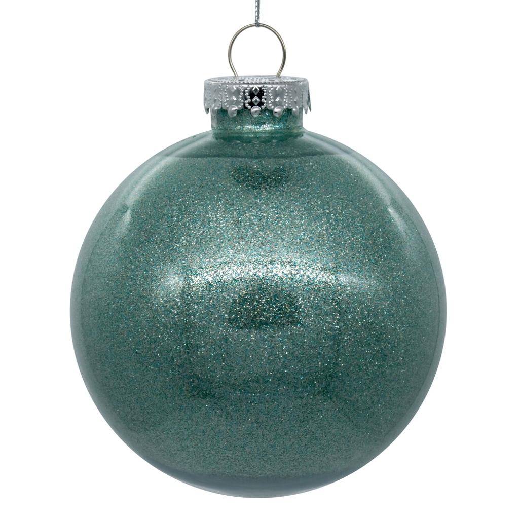 3" Frosty Mint Glitter Clear Ball Ornament (12 pack) 1