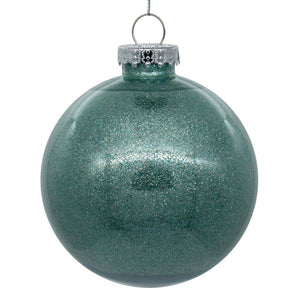 3" Frosty Mint Glitter Clear Ball Ornament (12 pack) 1