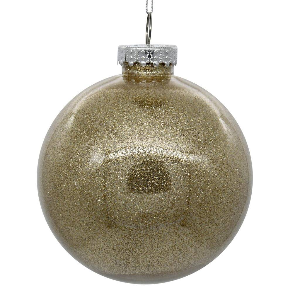 3" Oat Glitter Clear Ball Ornament (12 pack) 1