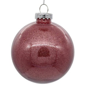 3" Mauve Glitter Clear Ball Ornament (12 pack) 1
