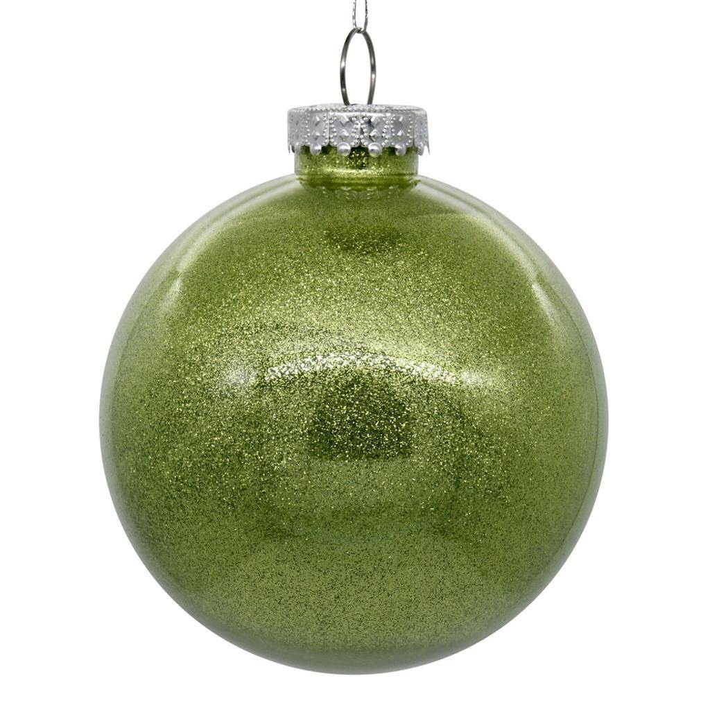 3" Celadon Glitter Clear Ball Ornament (12 pack) 1