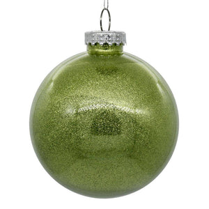 3" Celadon Glitter Clear Ball Ornament (12 pack) 1