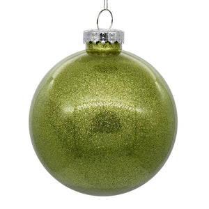 3" Lime Glitter Clear Ball Ornament (12 pack) 1