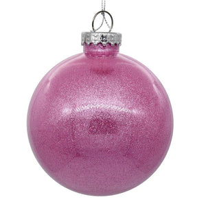 3" Pink Glitter Clear Ball Ornament (12 pack) 1