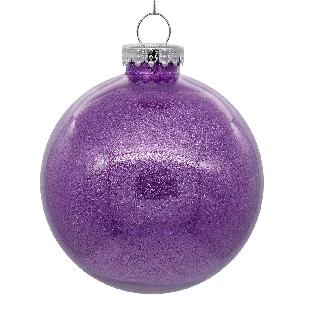 3" Lavender Glitter Clear Ball Ornament (12 pack) 1