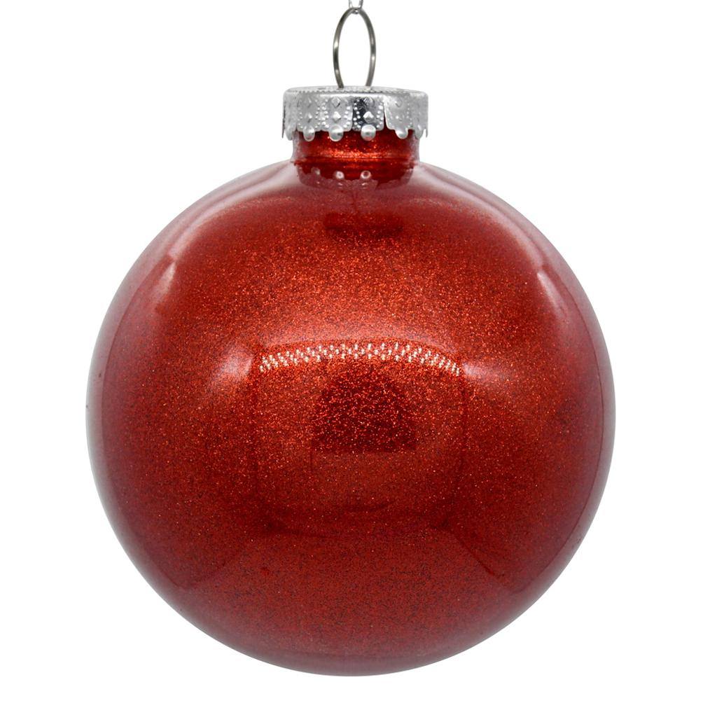 4" Red Glitter Ball Ornament (6 pack) 1