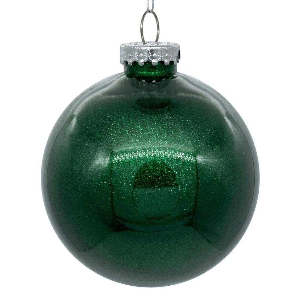 4" Emerald Glitter Ball Ornament (6 pack) 1