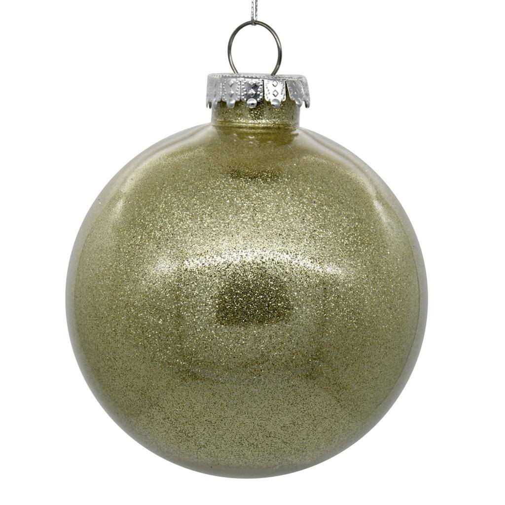 4" Champagne Glitter Ball Ornament (6 pack) 1
