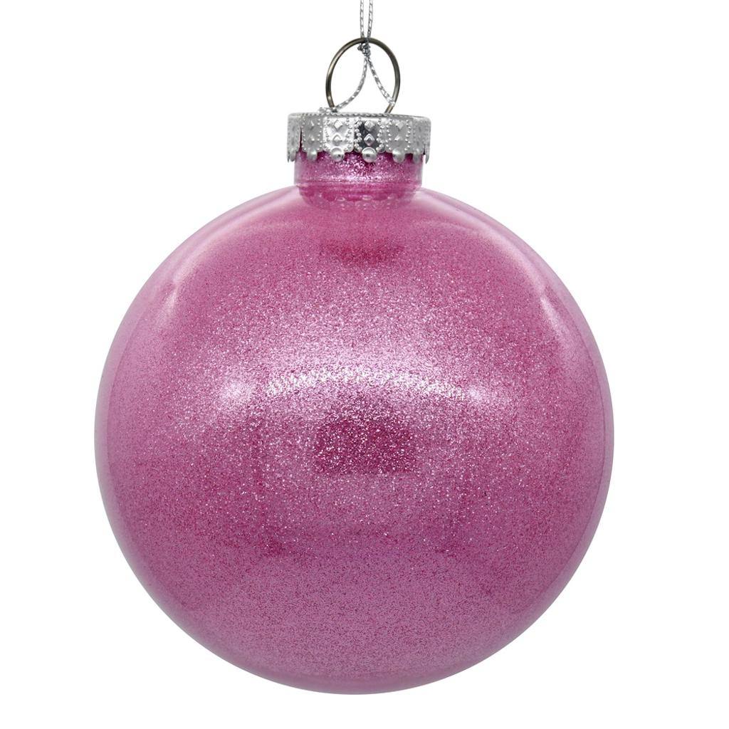 4" Pink Glitter Ball Ornament (6 pack) 1