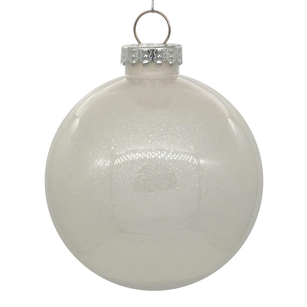 4.75" White Glitter Ball Ornament (4 pack) 1