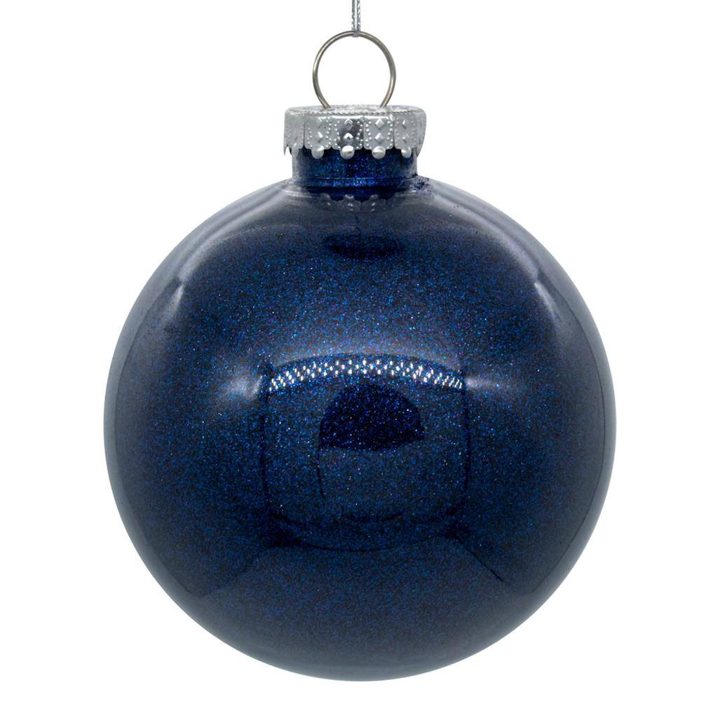 4.75" Midnight Blue Glitter Ball Ornament (4 pack) 1