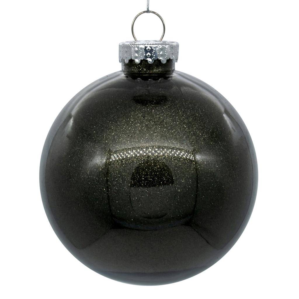 4.75" Gunmetal Latte Glitter Ball Ornament (4 pack) 1