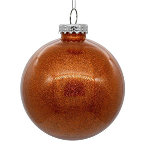 6" Orange Glitter Ball Ornament (4 pack) 1