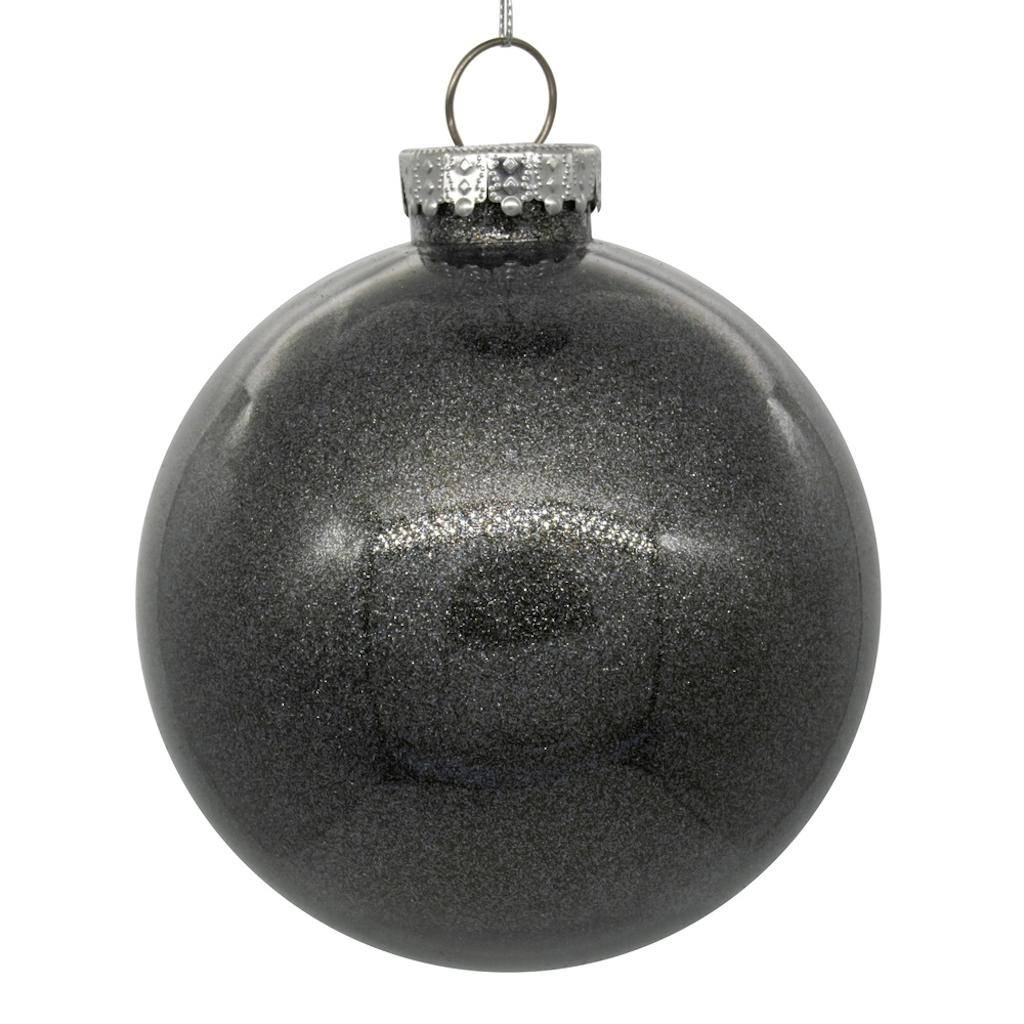 6" Pewter Glitter Ball Ornament (4 pack) 1