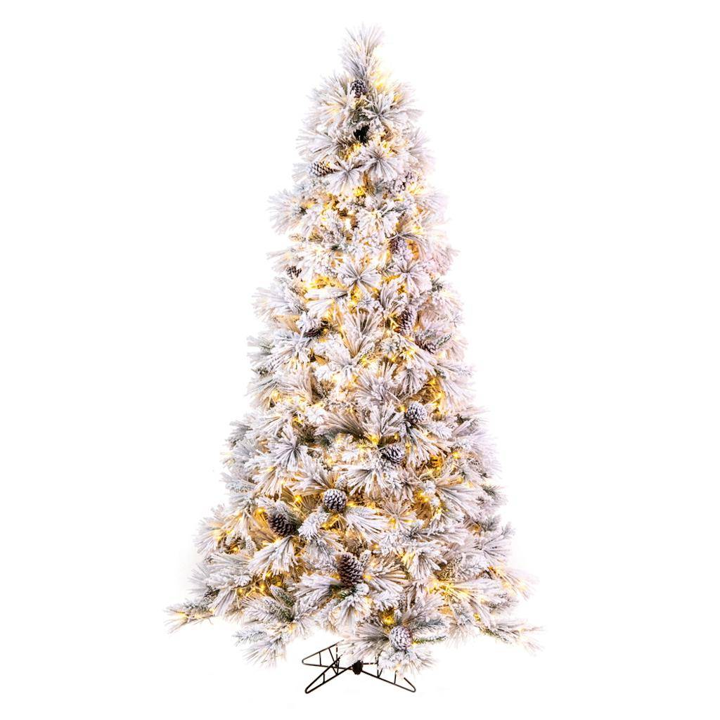 5.5' x 36" Artificial Flocked Atka Pine Tree 550 Color Changing LED Lights 1