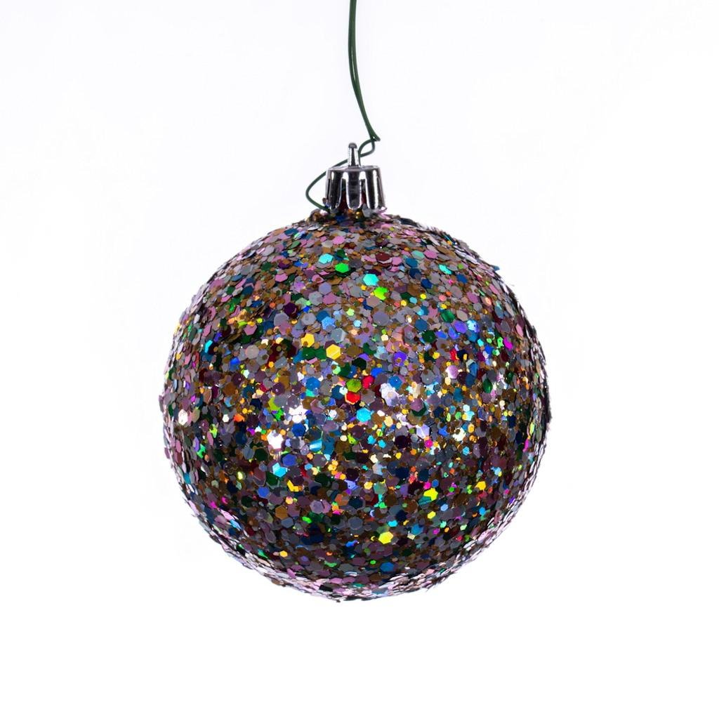 3" Multi-Color Sequin-Glitter Ball Ornament (12 Pack) 1