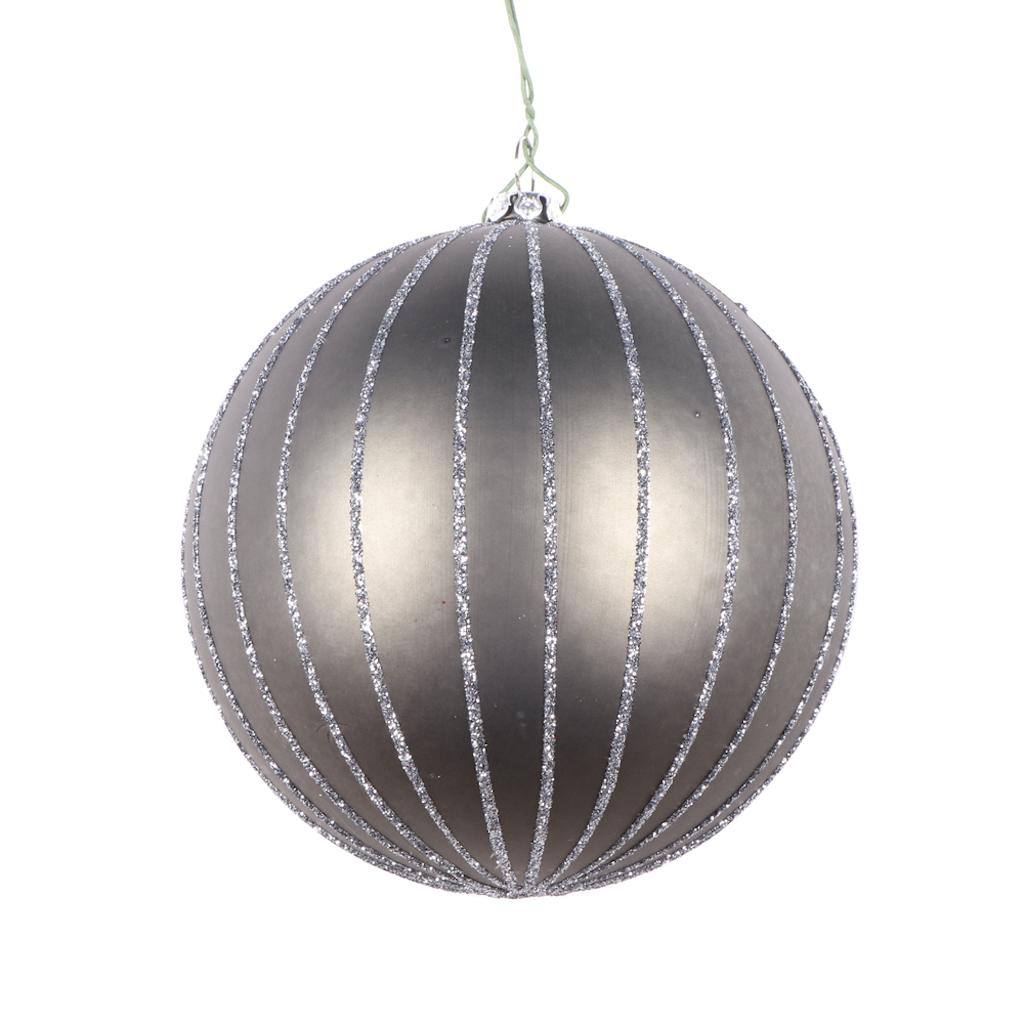 4" Pewter Matte Glitter Ball Ornament (4 pack) 1