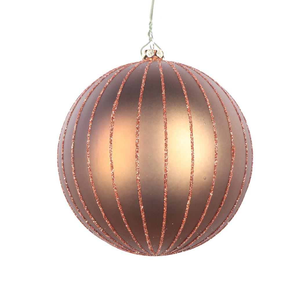 4" Mocha Matte Glitter Ball Ornament (4 pack) 1