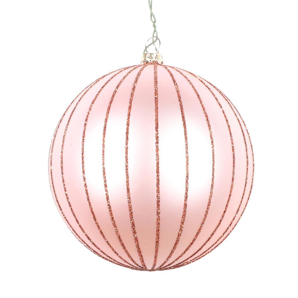 4" Rose Gold Matte Glitter Ball Ornament (4 pack) 1
