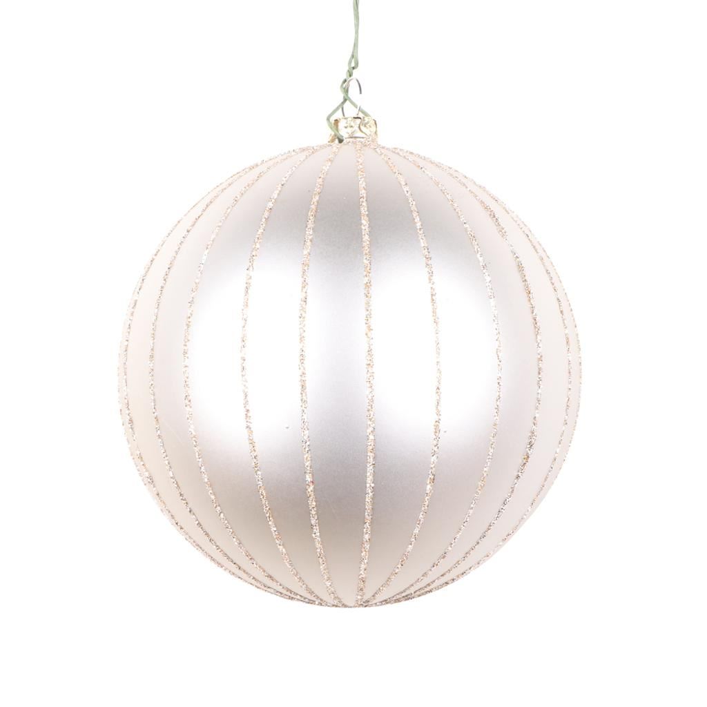 4" Oat Matte Glitter Ball Ornament (4 pack) 1