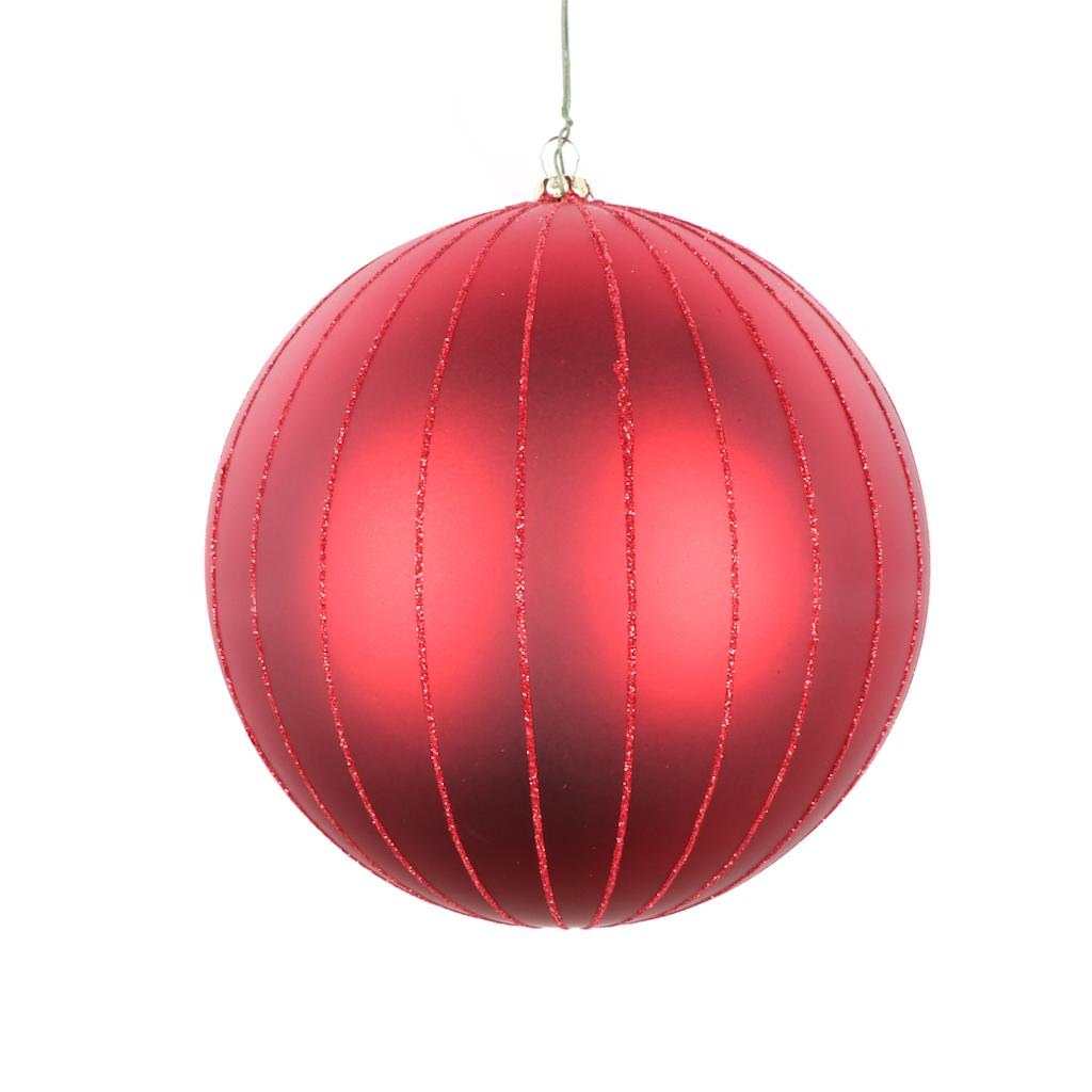 4" Red Matte Glitter Ball Ornament (4 pack) 1