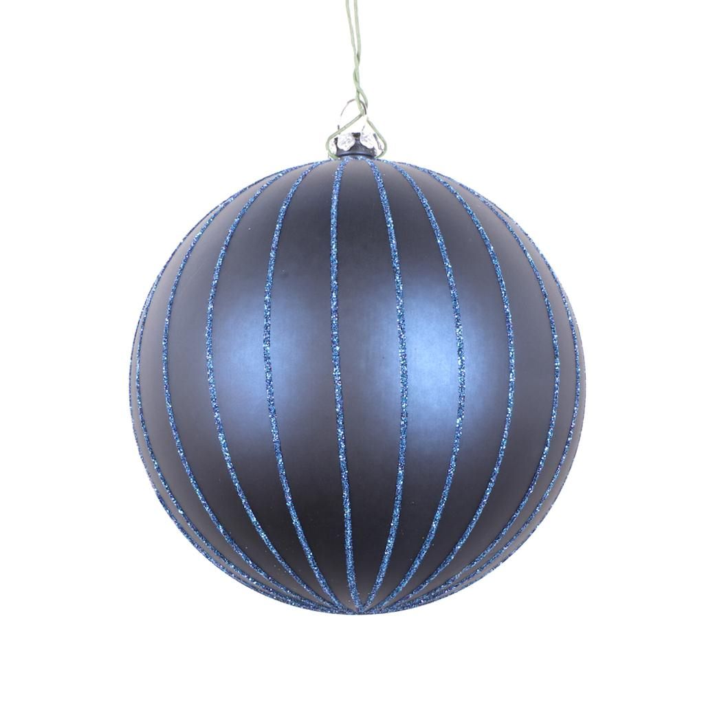 4" Midnight Blue Matte Glitter Ball Ornament (4 pack) 1