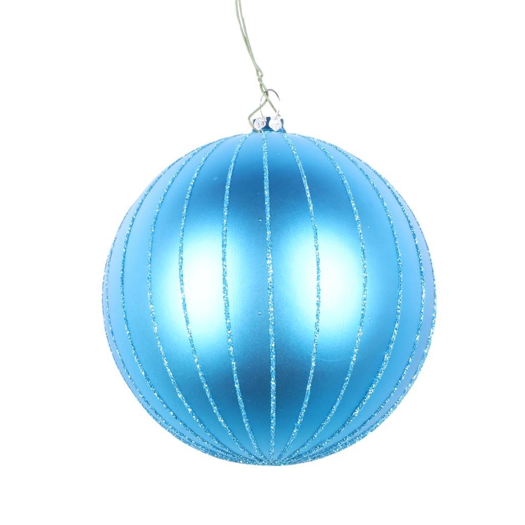 4" Turquoise Matte Glitter Ball Ornament (4 pack) 1