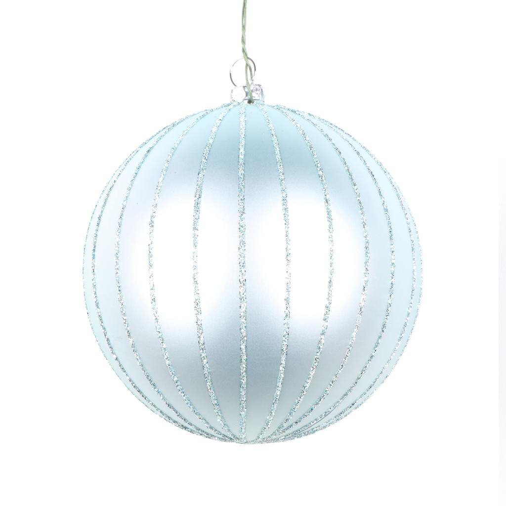 4" Frosty Mint Matte Glitter Ball Ornament (4 pack) 1