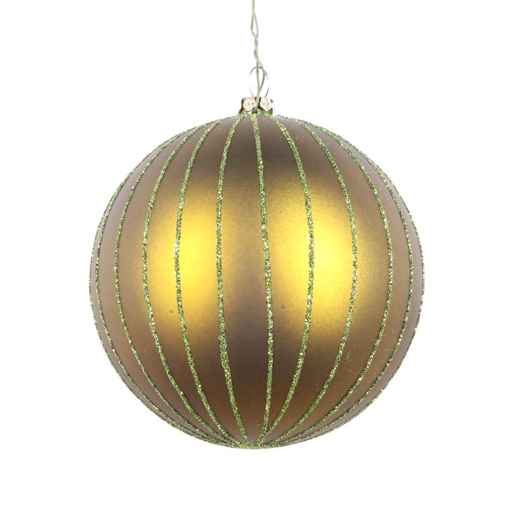 4" Olive Matte Glitter Ball Ornament (4 pack) 1