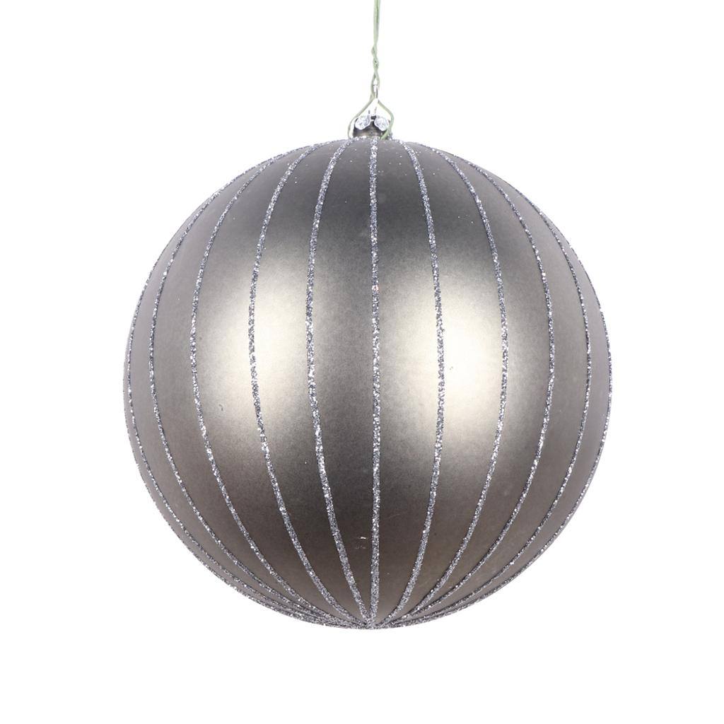 5" Pewter Matte Glitter Ball Ornament (4 pack) 1