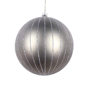 5" Pewter Matte Glitter Ball Ornament (4 pack) 1