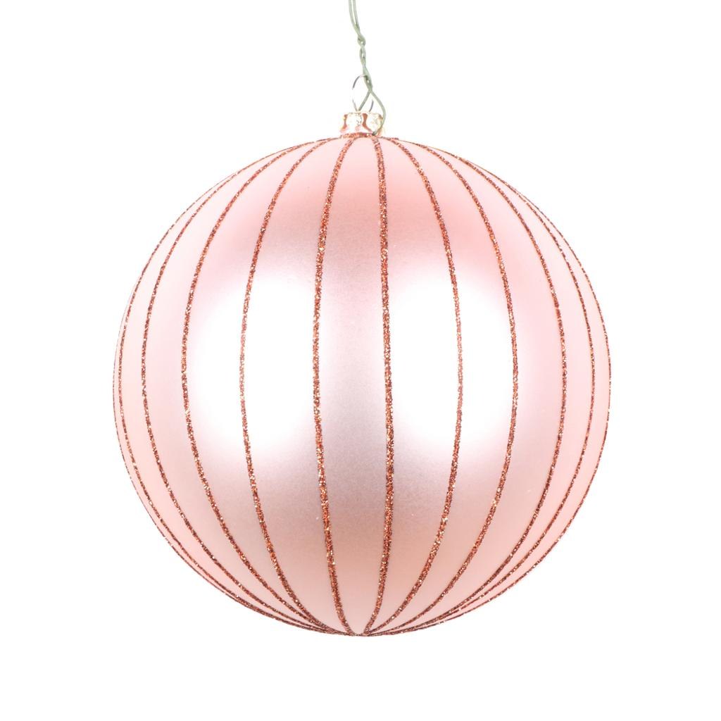 5" Rose Gold Matte Glitter Ball Ornament (4 pack) 1