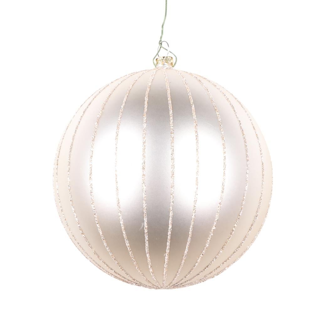 5" Oat Matte Glitter Ball Ornament (4 pack) 1