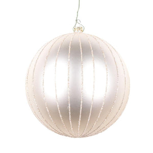 5" Oat Matte Glitter Ball Ornament (4 pack) 1