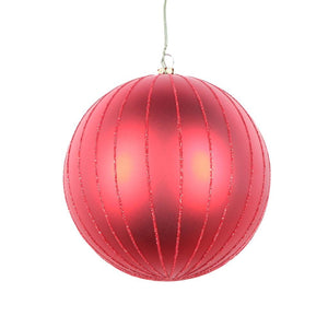 5" Red Matte Glitter Ball Ornament (4 pack) 1