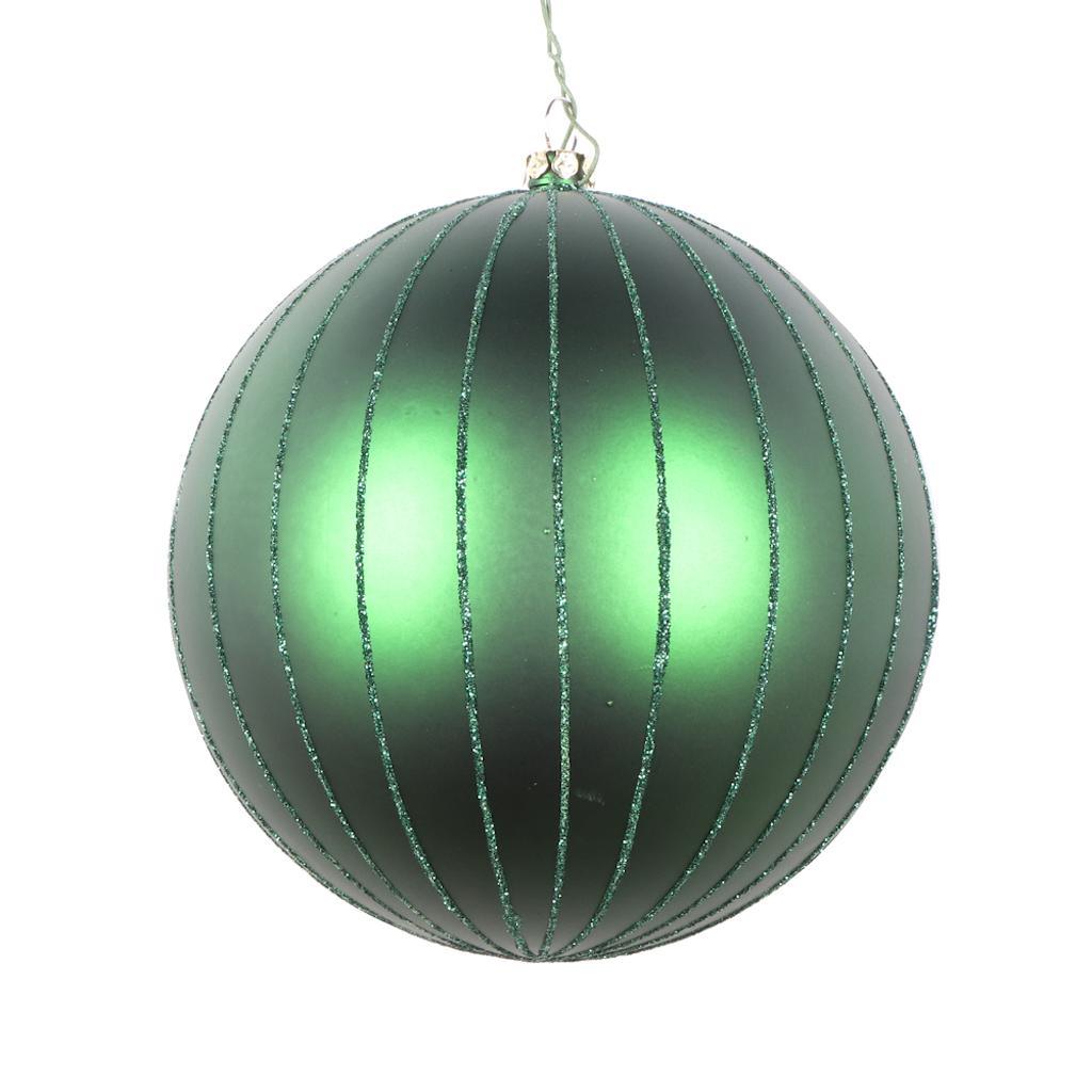 5" Emerald Matte Glitter Ball Ornament (4 pack) 1