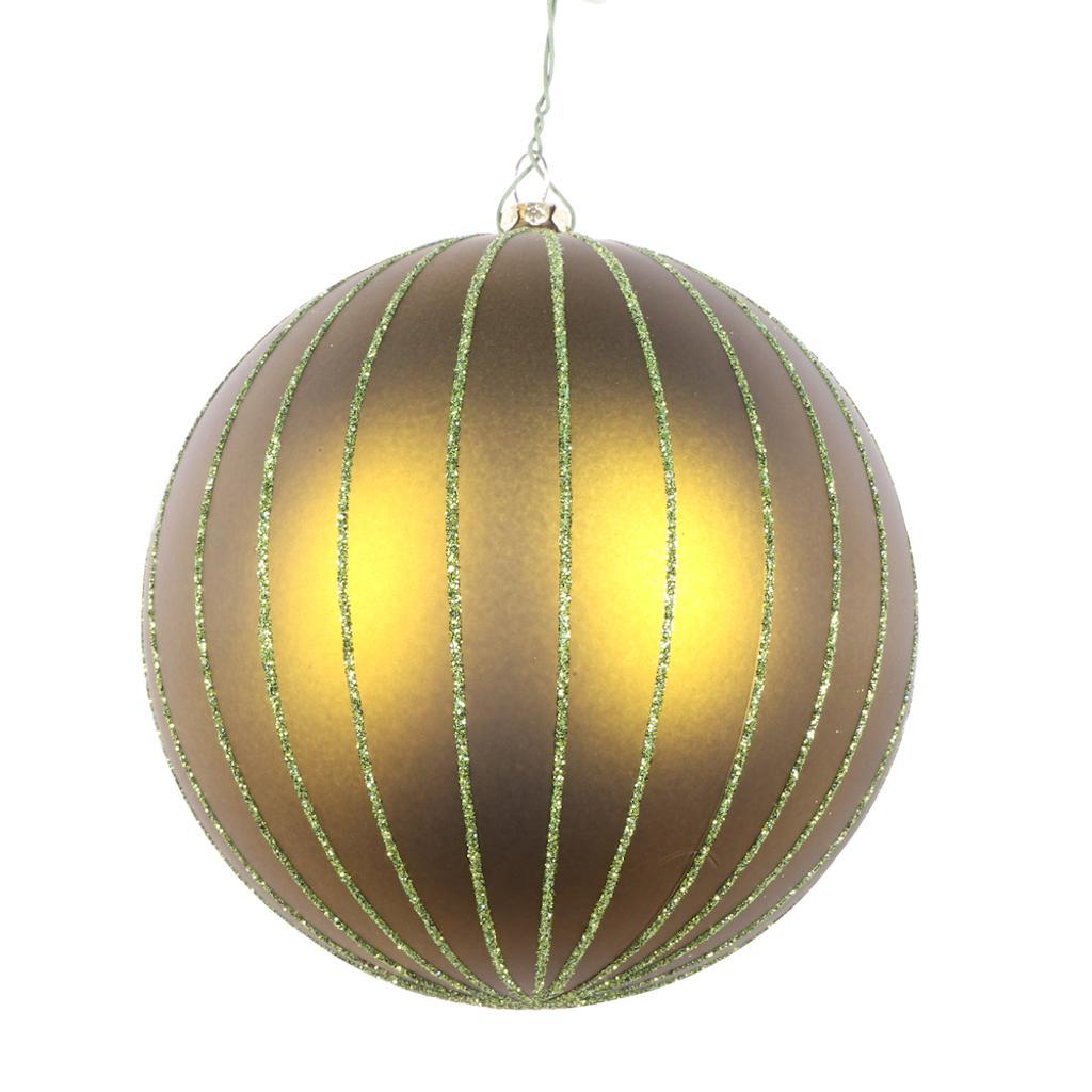 5" Olive Matte Glitter Ball Ornament (4 pack) 1
