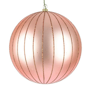 6" Rose Gold Matte Glitter Ball Ornament (2 pack) 1
