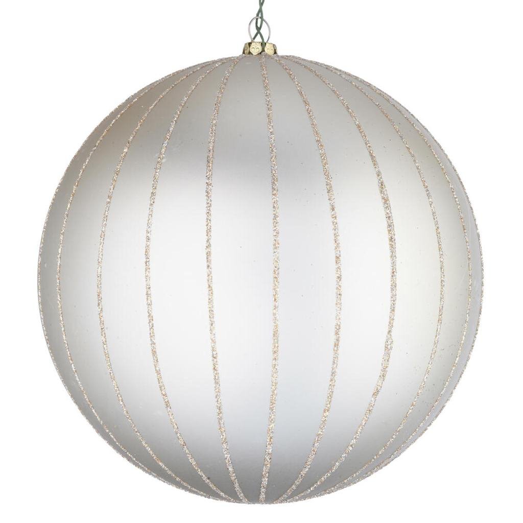6" Oat Matte Glitter Ball Ornament (2 pack) 1