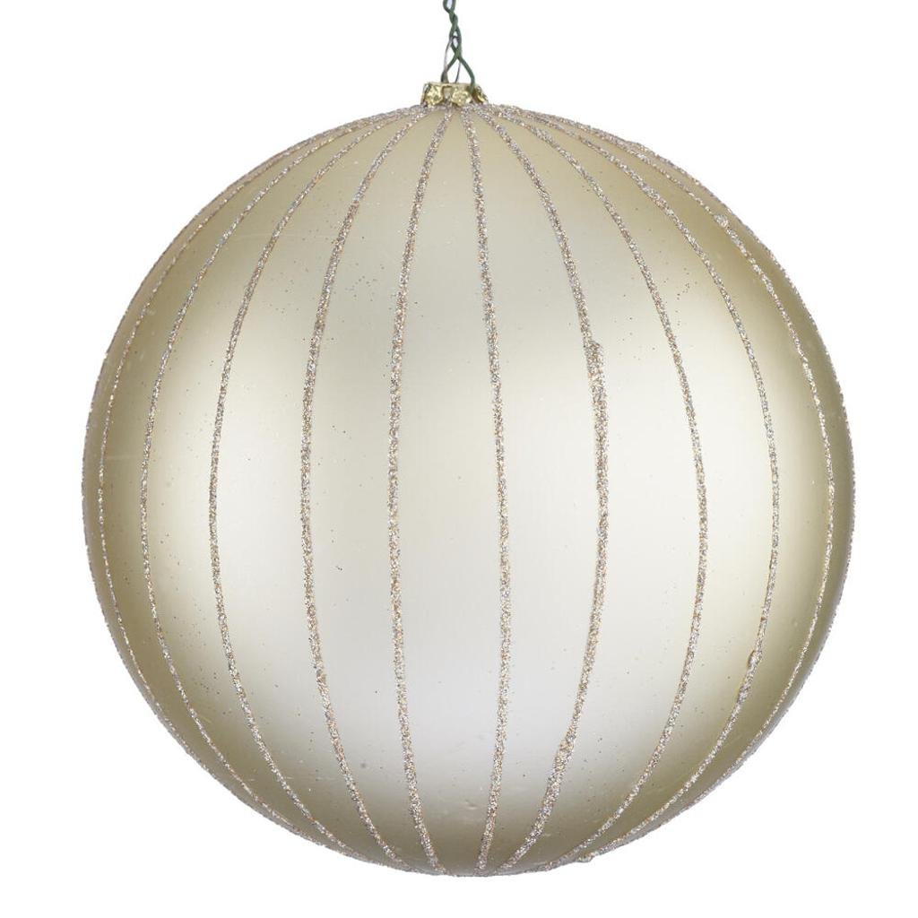 6" Champagne Matte Glitter Ball Ornament (2 pack) 1