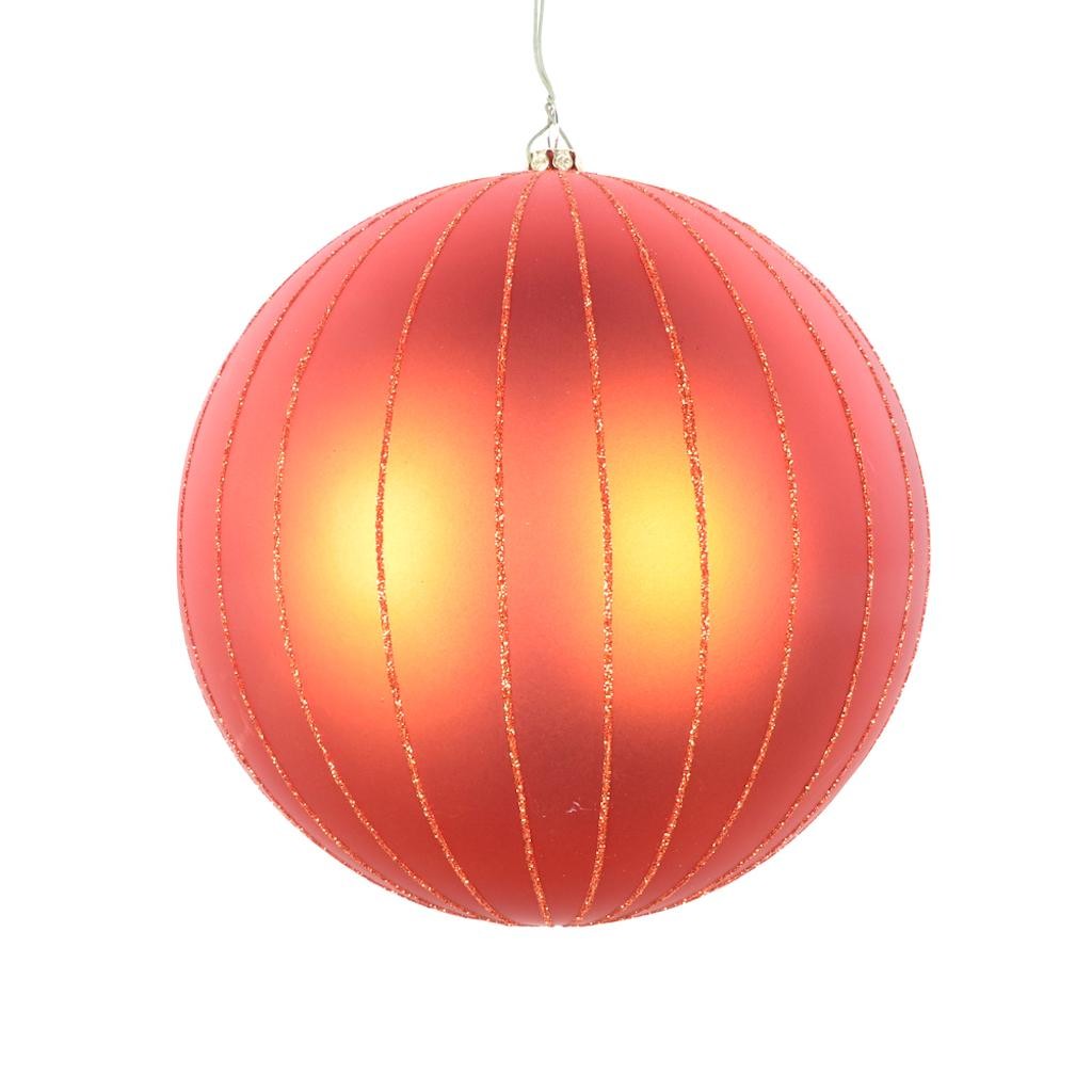 6" Burnished Orange Matte Glitter Ball Ornament (2 pack) 1
