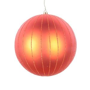 6" Burnished Orange Matte Glitter Ball Ornament (2 pack) 1