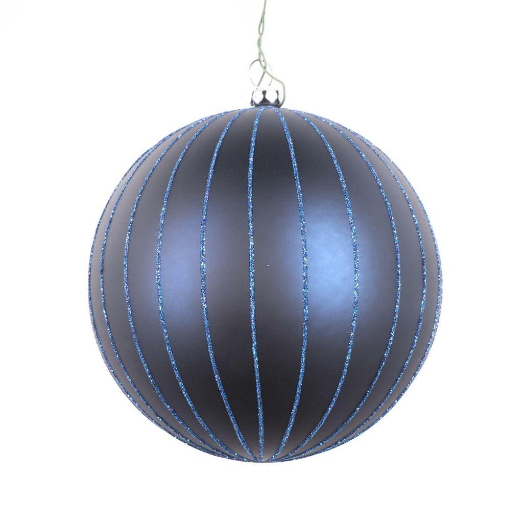 6" Midnight Blue Matte Glitter Ball Ornament (2 pack) 1