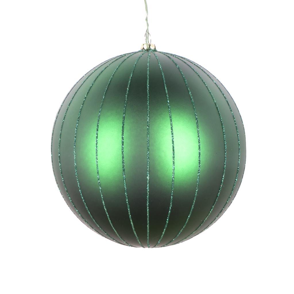 6" Emerald Matte Glitter Ball Ornament (2 pack) 1