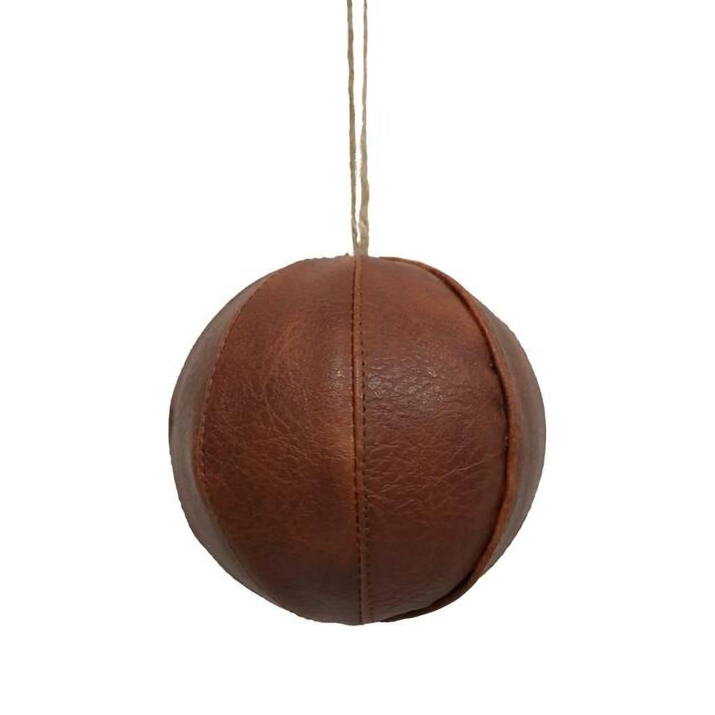 4" Mocha Brown Faux Leather Ball Ornament (4 pack) 1